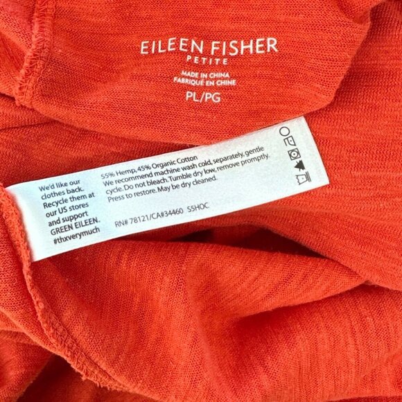 Eileen Fisher Orange Hemp Slub Cowl Neck A-Line Pocket Dress PL Petite Large - Picture 6 of 6